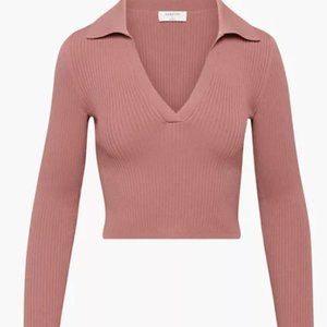 BNWT Babaton Aritzia Sculpt Knit Polo - long sleeve - Medium